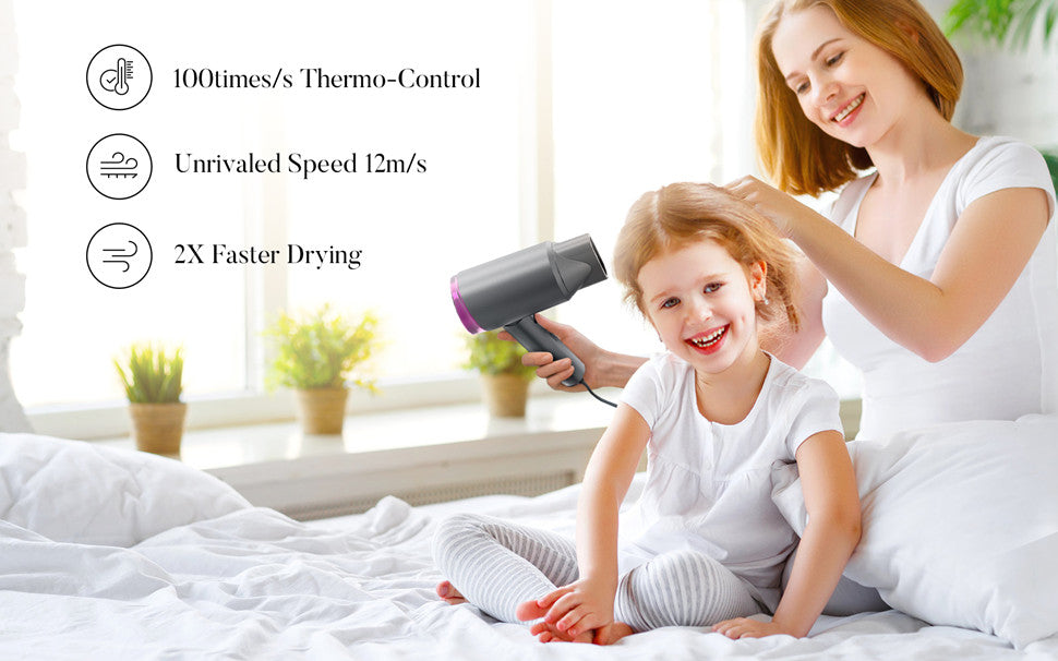 BeautyByOla – Sejoy Professional Ionic Hair Dryer, Negative Ion Technology with Adjustable Temperature & Wind Speed