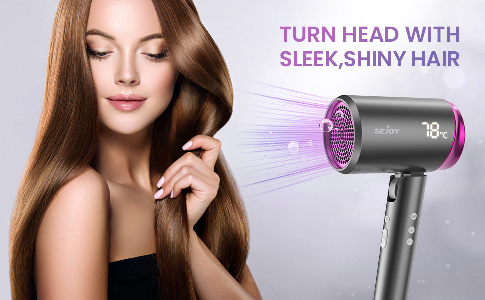 BeautyByOla – Sejoy Professional Ionic Hair Dryer, Negative Ion Technology with Adjustable Temperature & Wind Speed