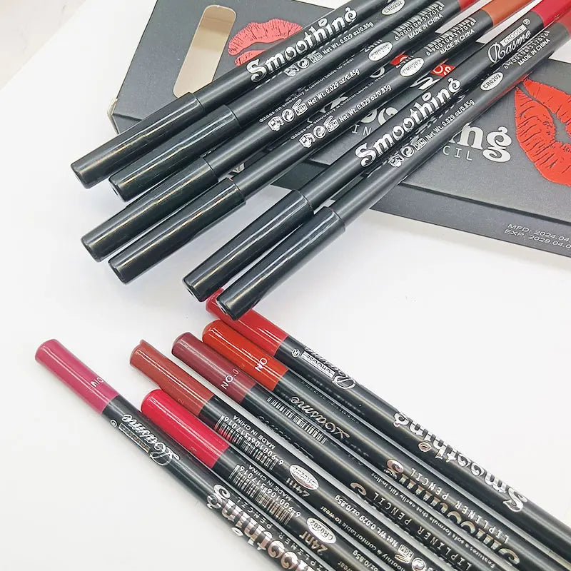 12-Color Lip Liner Pen Set Waterproof Easy Coloring – BeautyByOla
