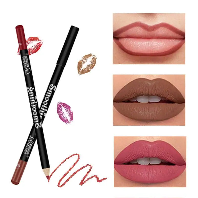 12-Color Lip Liner Pen Set Waterproof Easy Coloring – BeautyByOla