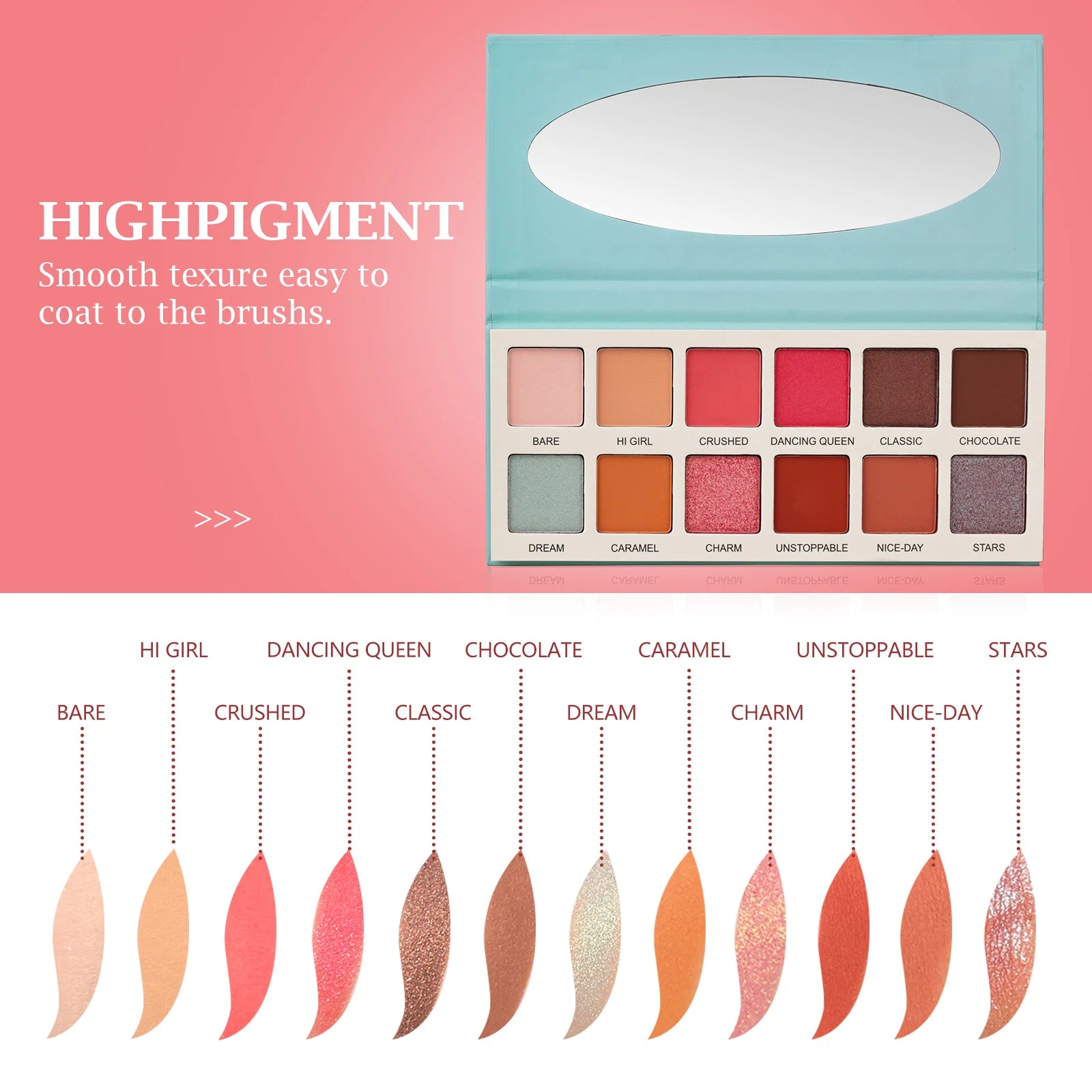 BeautyByOla – Las Chicas 12-Color Eyeshadow Palette, High Pigment, Silky Smooth, Vegan & Cruelty-Free