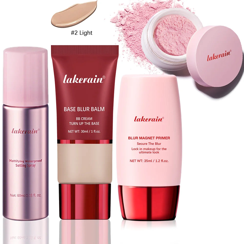 BeautyByOla – Ultimate Blurring Setting Powder Travel Kit, Waterproof Spray, Blur Primer & Oil Control Balm