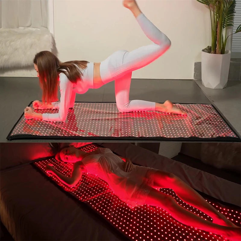 BeautyByOla – Full Body Red Light Mat 71"x31", 1280 LEDs Near-Infrared 660nm & 850nm Pad for Pain Relief