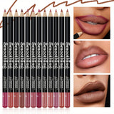 12-Color Matte Lip Liner & Lipstick Set Long-Lasting – BeautyByOla