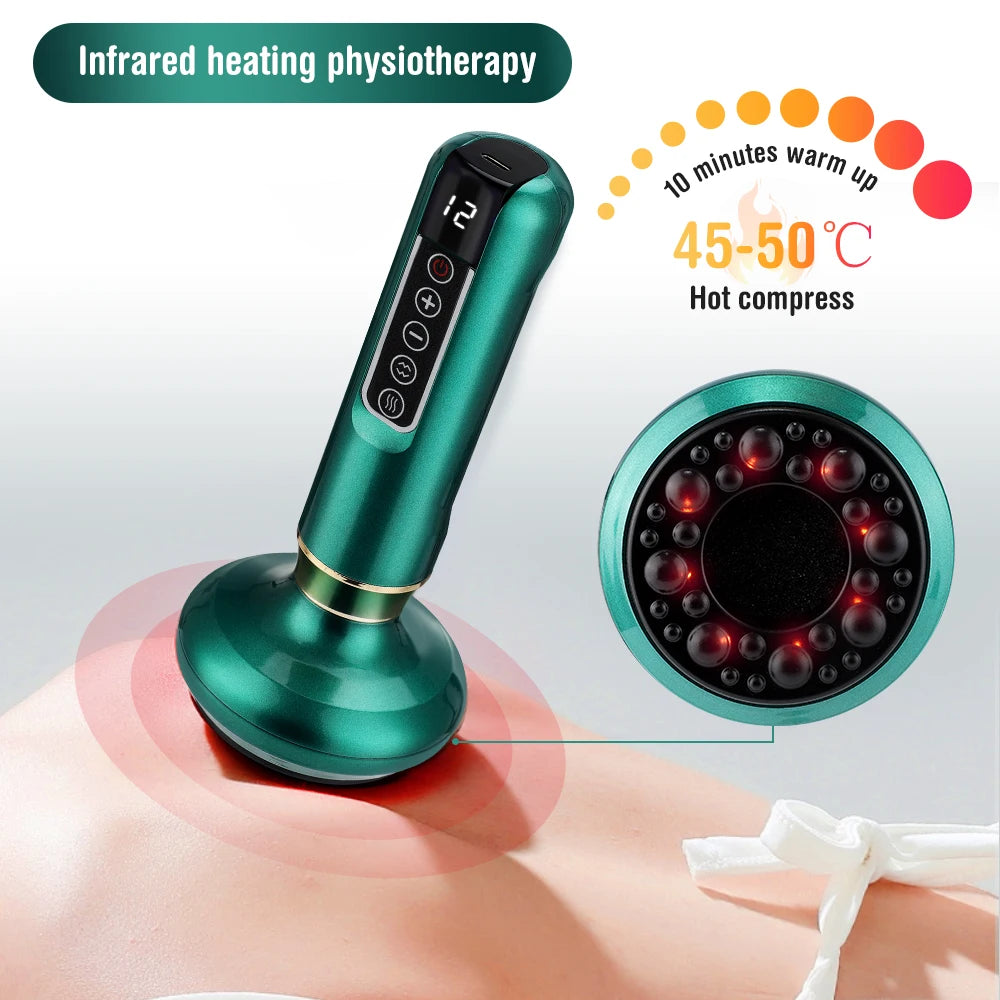 BeautyByOla – Intelligent Cupping Massager, 12/6 Levels Negative Pressure with Infrared Heating & Wireless Scraping Therapy Device