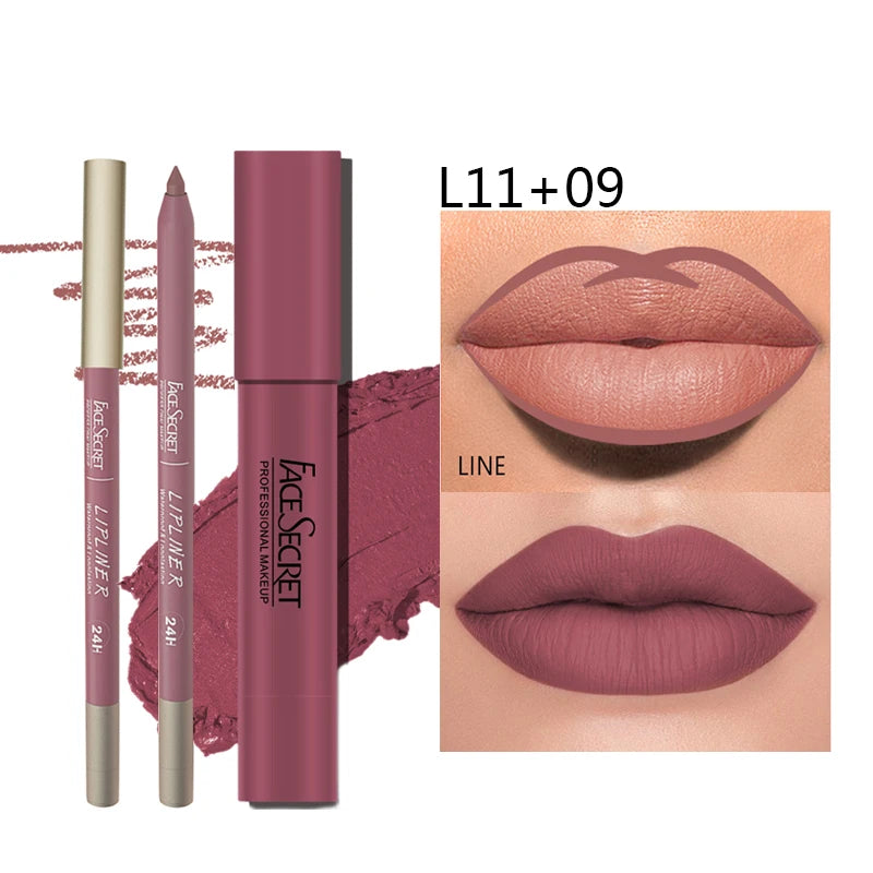 Matte Lip Liner & Lipstick Set Waterproof Long-Lasting – BeautyByOla