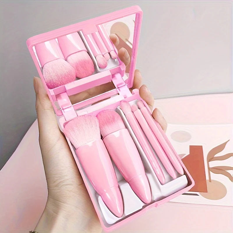 Portable Foldable Travel Makeup Brush Set with Mirror – BeautyByOla