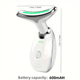 7-LED neck and face massager for face massage with USB charger and FCC certification, featuring a rechargeable battery.