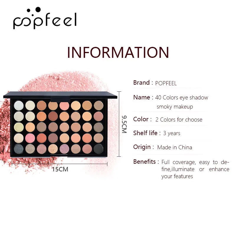 POPFEEL 40-Color Eyeshadow Palette Long-Lasting Brown & Pink – BeautyByOla