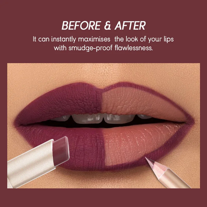 BeautyByOla – USHAS 12-Color Lip Liner & Lipstick Set, Matte, Long-Lasting Nude & Red Shades
