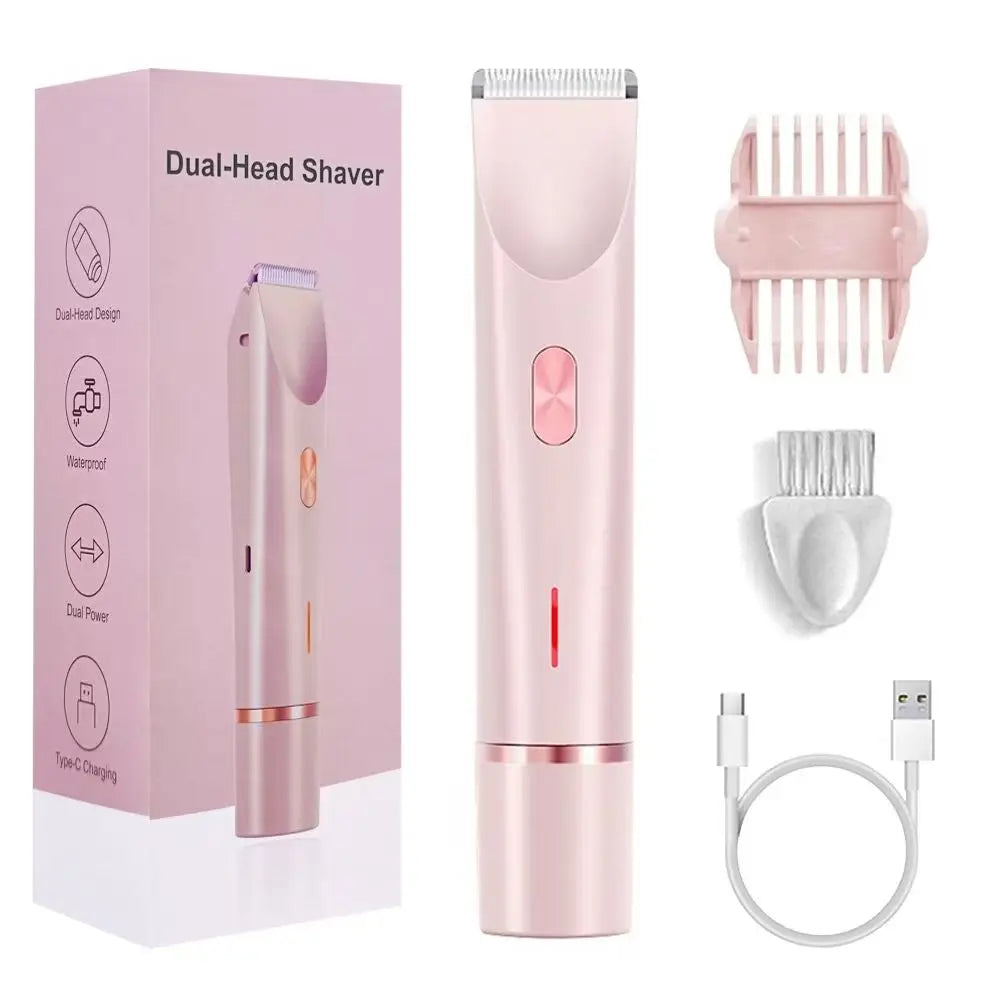 BeautyByOla – 2025 Waterproof Rechargeable Electric Shaver, Mini 2-in-1 Bikini & Body Hair Trimmer, Double-Headed Epilator