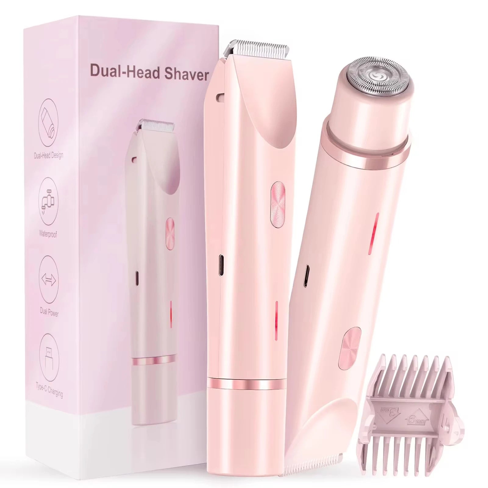 BeautyByOla – 2025 Waterproof Rechargeable Electric Shaver, Mini 2-in-1 Bikini & Body Hair Trimmer, Double-Headed Epilator