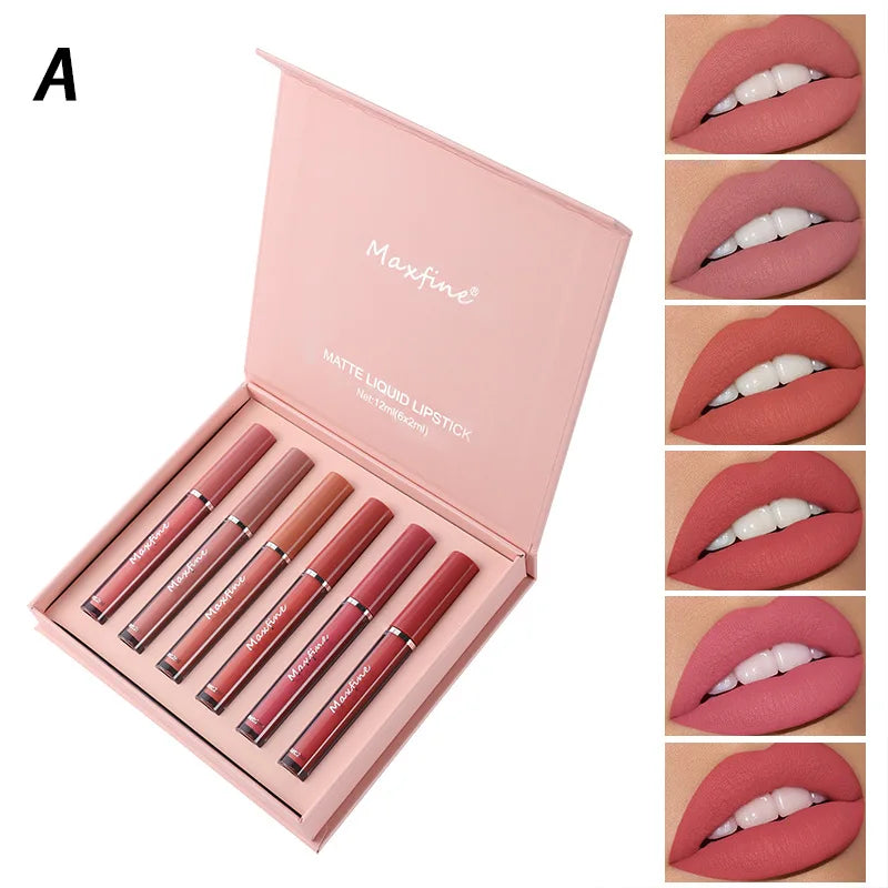 6-Color Matte Lip Gloss Set Long-Lasting Waterproof – BeautyByOla