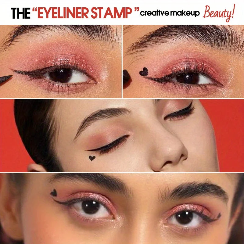 BeautyByOla – 7-Style Eyeliner Stamp Pen, Red & Black Double-Ended Liquid Eyeliner, Fast-Drying & Waterproof