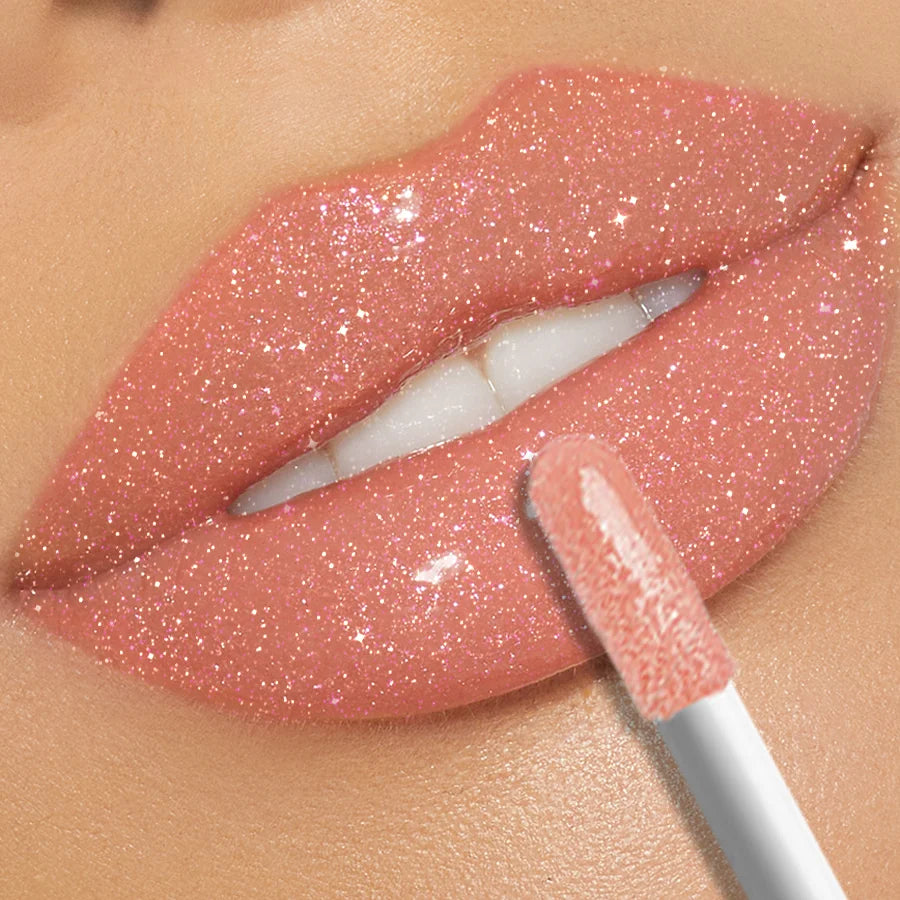 BeautyByOla – 9-Color Moisturizing Diamond Shimmer Lip Gloss, Sparkling Glitter Liquid Lipstick & Pearl Lip Shine