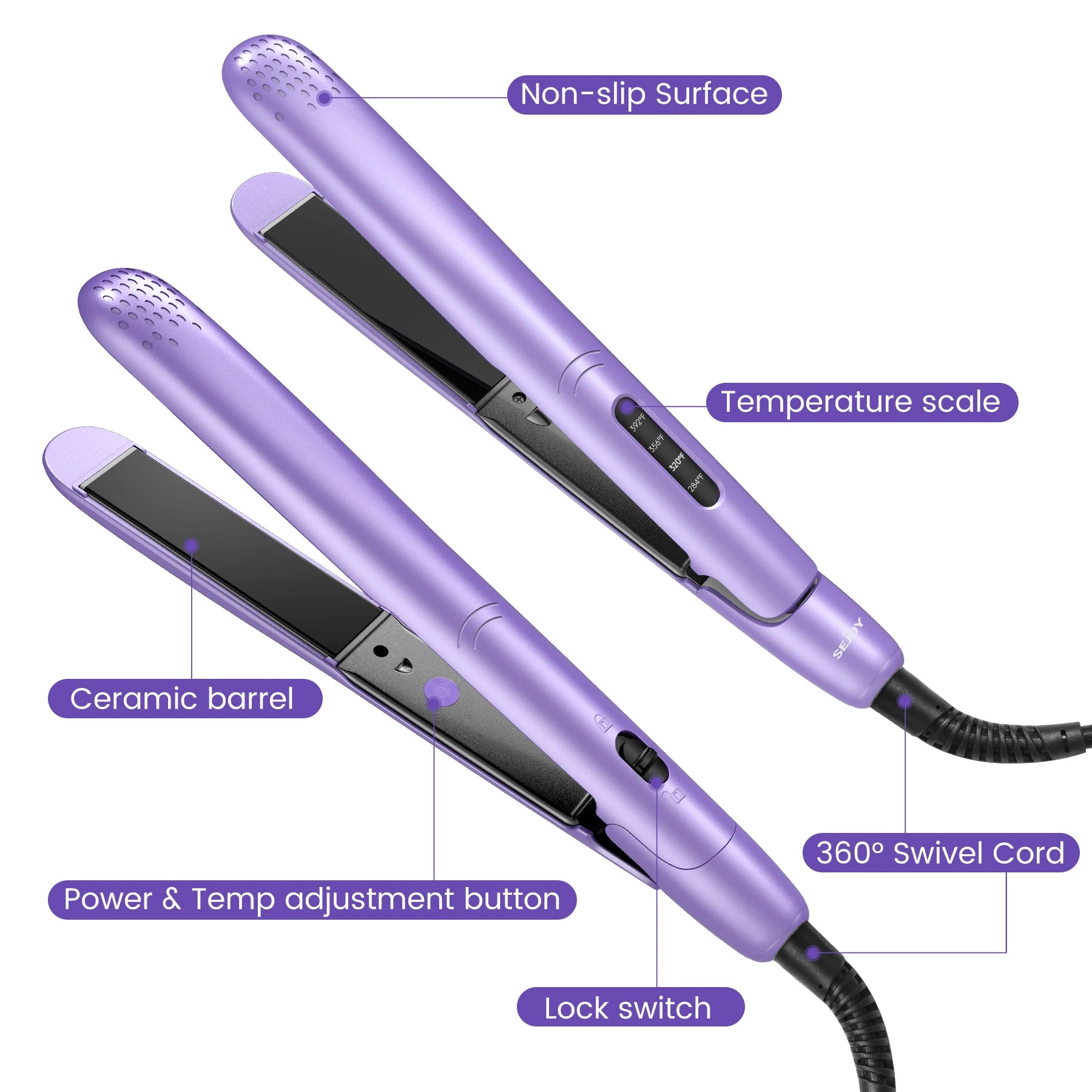 BeautyByOla – Sejoy Professional Electric Hair Curling Iron & Straightener, Multi-Function PTC Heater Curler & Crimper