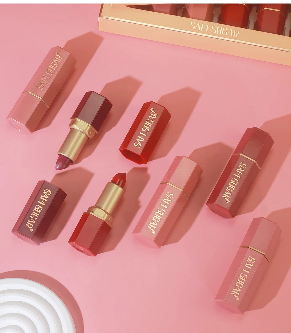 6-Color Gold Tube Matte & Glitter Lipstick Set – BeautyByOla