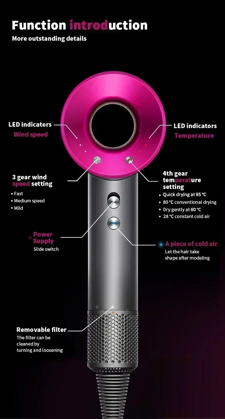 BeautyByOla – 5-in-1 Professional Hair Dryer, Hot & Cold Air, Lightweight Thermostatic Styling Tool for Smooth Hair