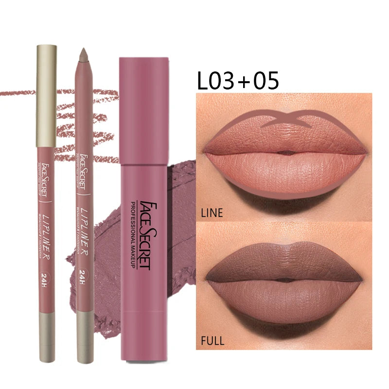 Matte Lip Liner & Lipstick Set Waterproof Long-Lasting – BeautyByOla