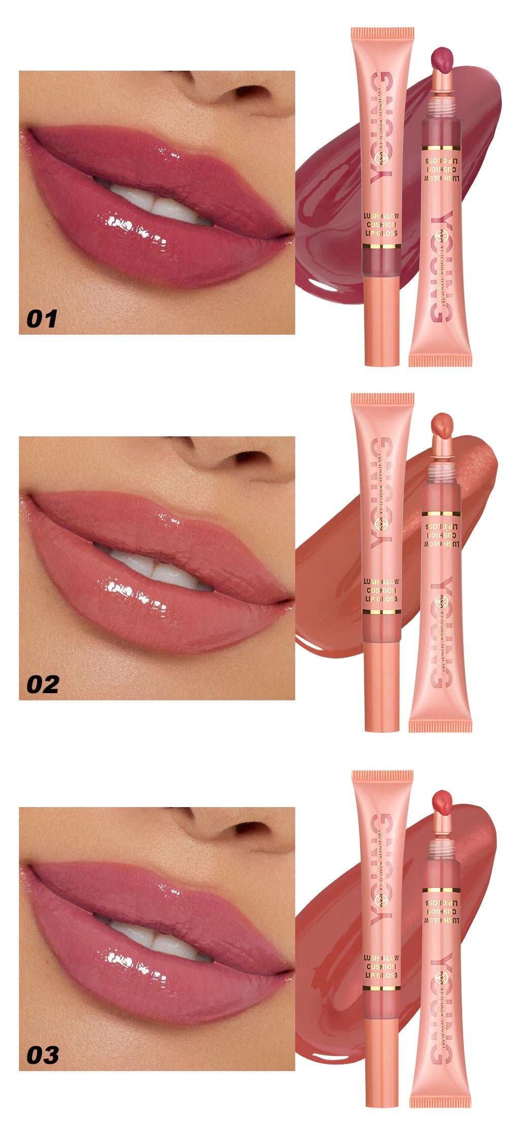 YOUNG VISION 6-Color Liquid Brightening Lip Gloss Moisturizing – BeautyByOla