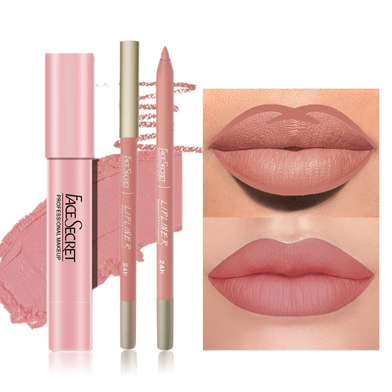 Matte Lip Liner & Lipstick Set Waterproof Long-Lasting – BeautyByOla