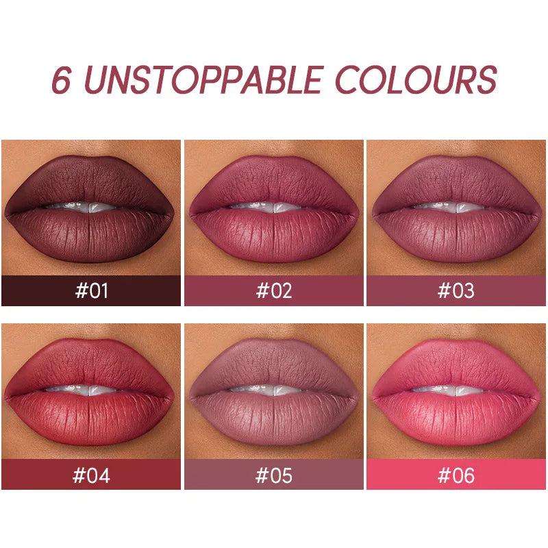 BeautyByOla – USHAS 12-Color Lip Liner & Lipstick Set, Matte, Long-Lasting Nude & Red Shades