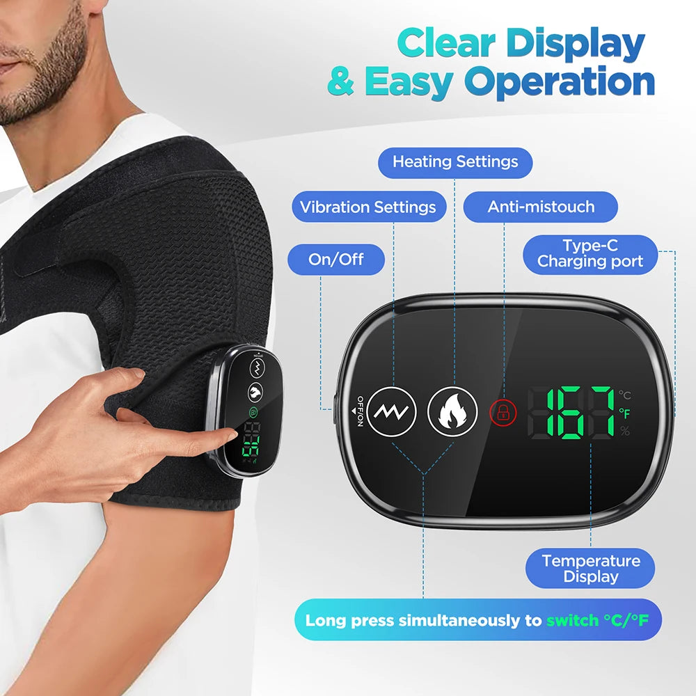 BeautyByOla – Electric Shoulder Support Brace with Heating & 3-Level Vibration, Shoulder Massager & Health Care Pad