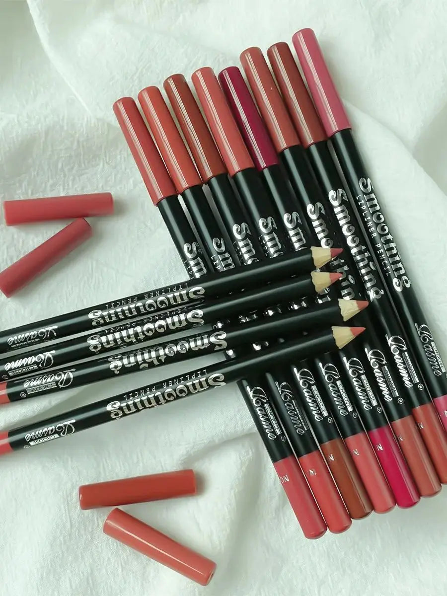 12-Color Matte Lip Liner & Lipstick Set Long-Lasting – BeautyByOla