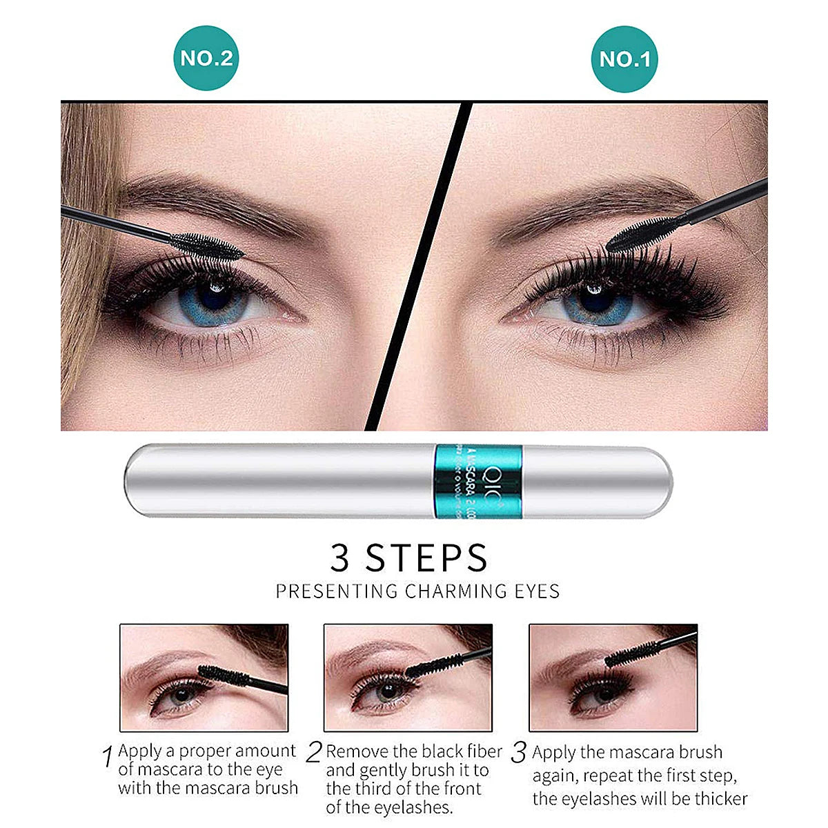 Double 2-in-1 Silk Fiber Mascara Waterproof Lengthening – BeautyByOla