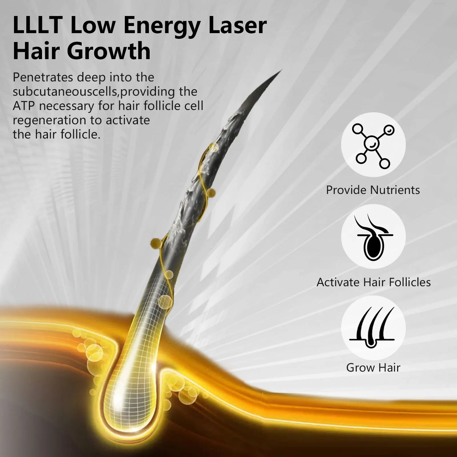 BeautyByOla – Wireless Hair Growth Device LLLT, 8PCS 660nm Diodes, Anti-Hair Loss Therapy Comb & Scalp Massager 1900mAh