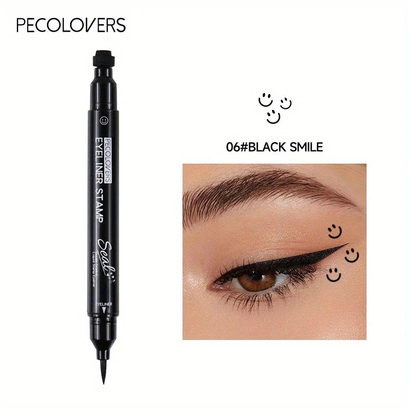 BeautyByOla – 7-Style Eyeliner Stamp Pen, Red & Black Double-Ended Liquid Eyeliner, Fast-Drying & Waterproof