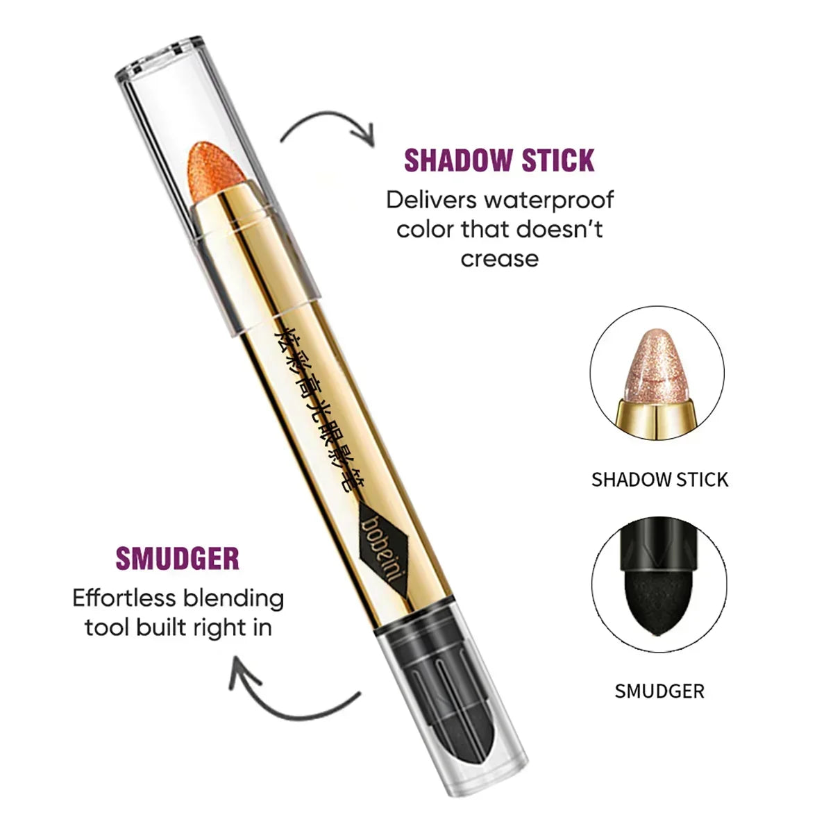 6-Color Double-Ended Eyeshadow Stick Matte & Glitter – BeautyByOla