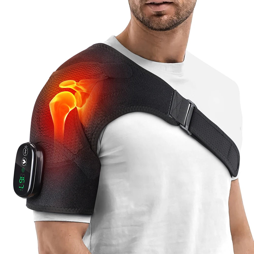 BeautyByOla – Electric Shoulder Support Brace with Heating & 3-Level Vibration, Shoulder Massager & Health Care Pad