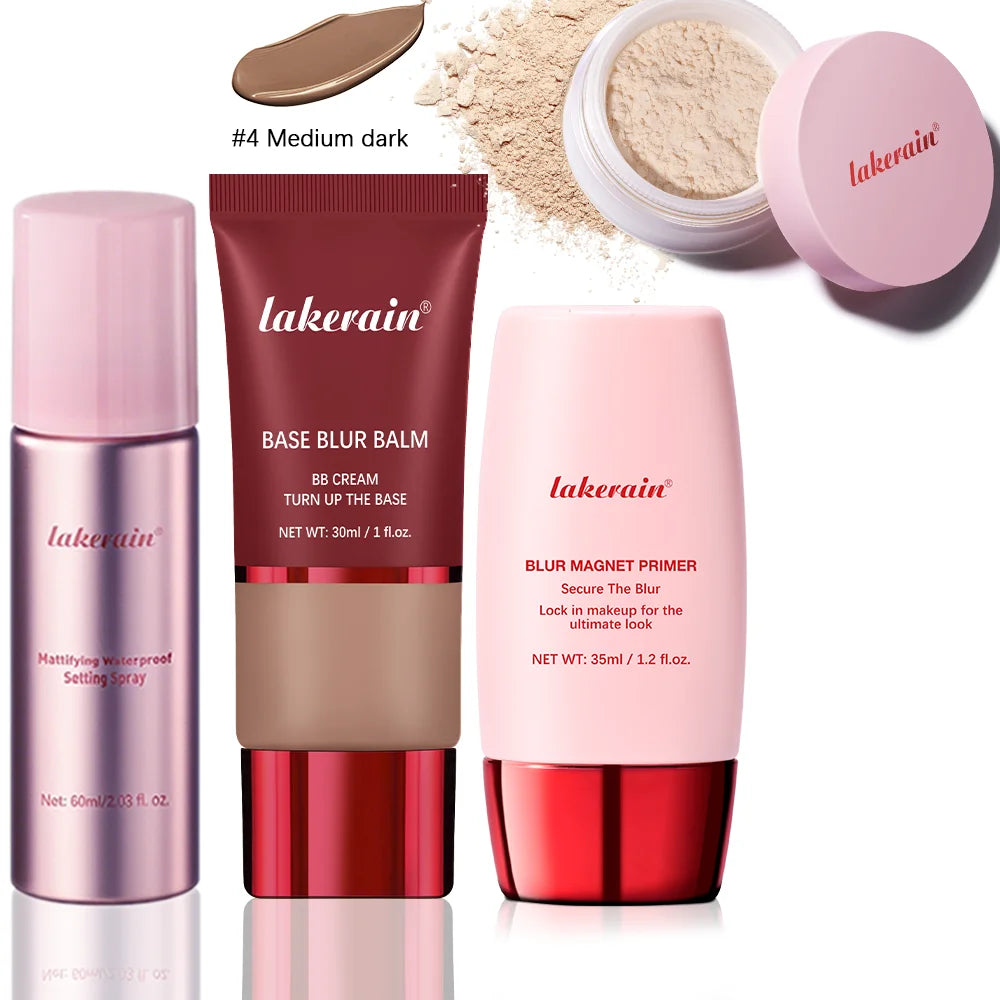 BeautyByOla – Ultimate Blurring Setting Powder Travel Kit, Waterproof Spray, Blur Primer & Oil Control Balm