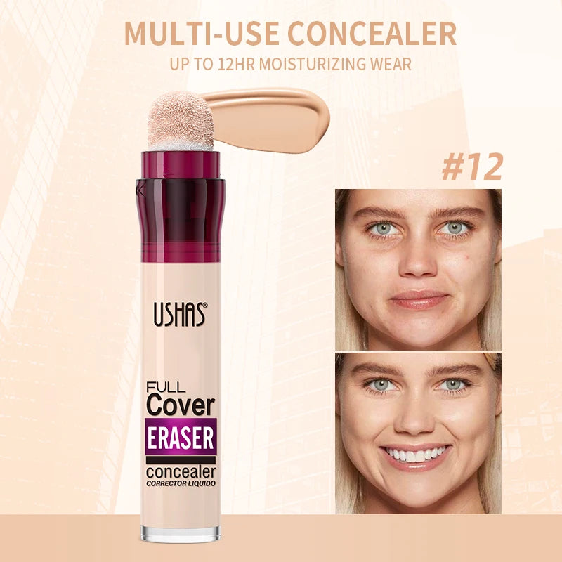 USHAS 12-Color Liquid Concealer with Rotating Sponge Head – BeautyByOla