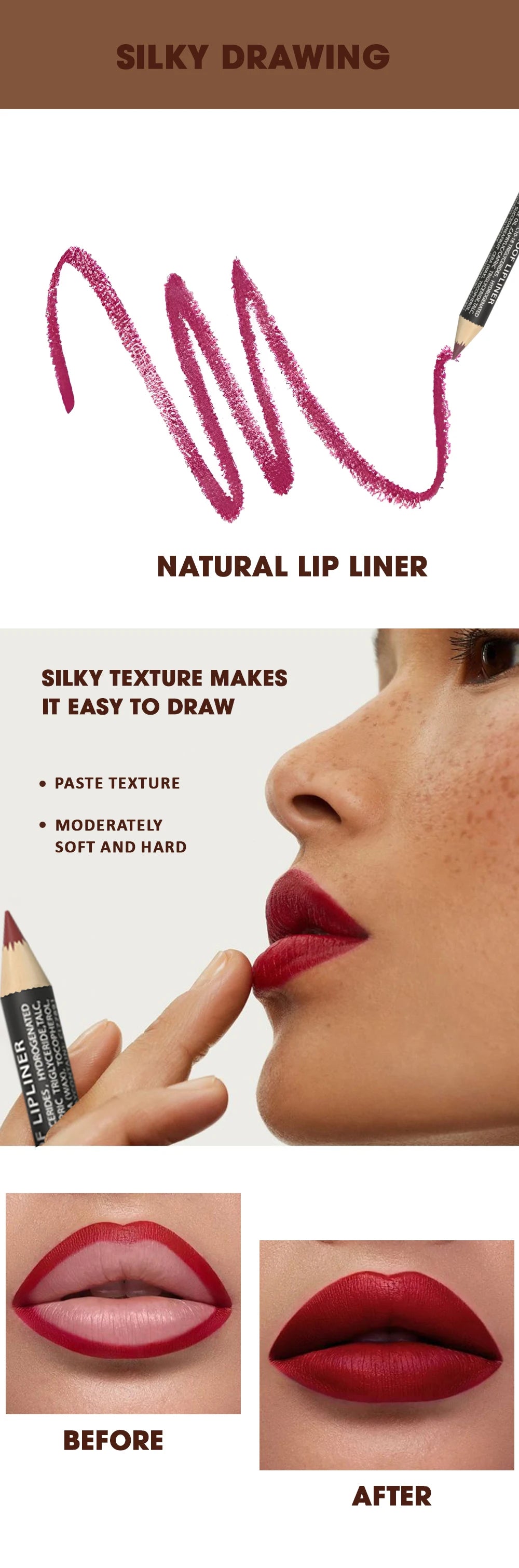 Rozza Waterproof Lip Liner Pencil Set Matte Soft Blendable – BeautyByOla