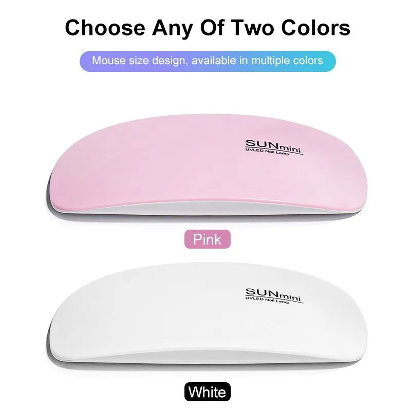 BeautyByOla – 6W Mini Nail Dryer Machine, Portable UV LED Nail Lamp for Gel Polish Drying with USB Cable