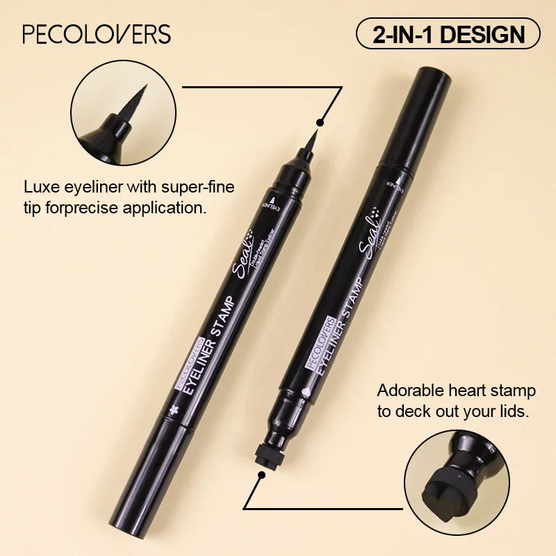 BeautyByOla – 7-Style Eyeliner Stamp Pen, Red & Black Double-Ended Liquid Eyeliner, Fast-Drying & Waterproof