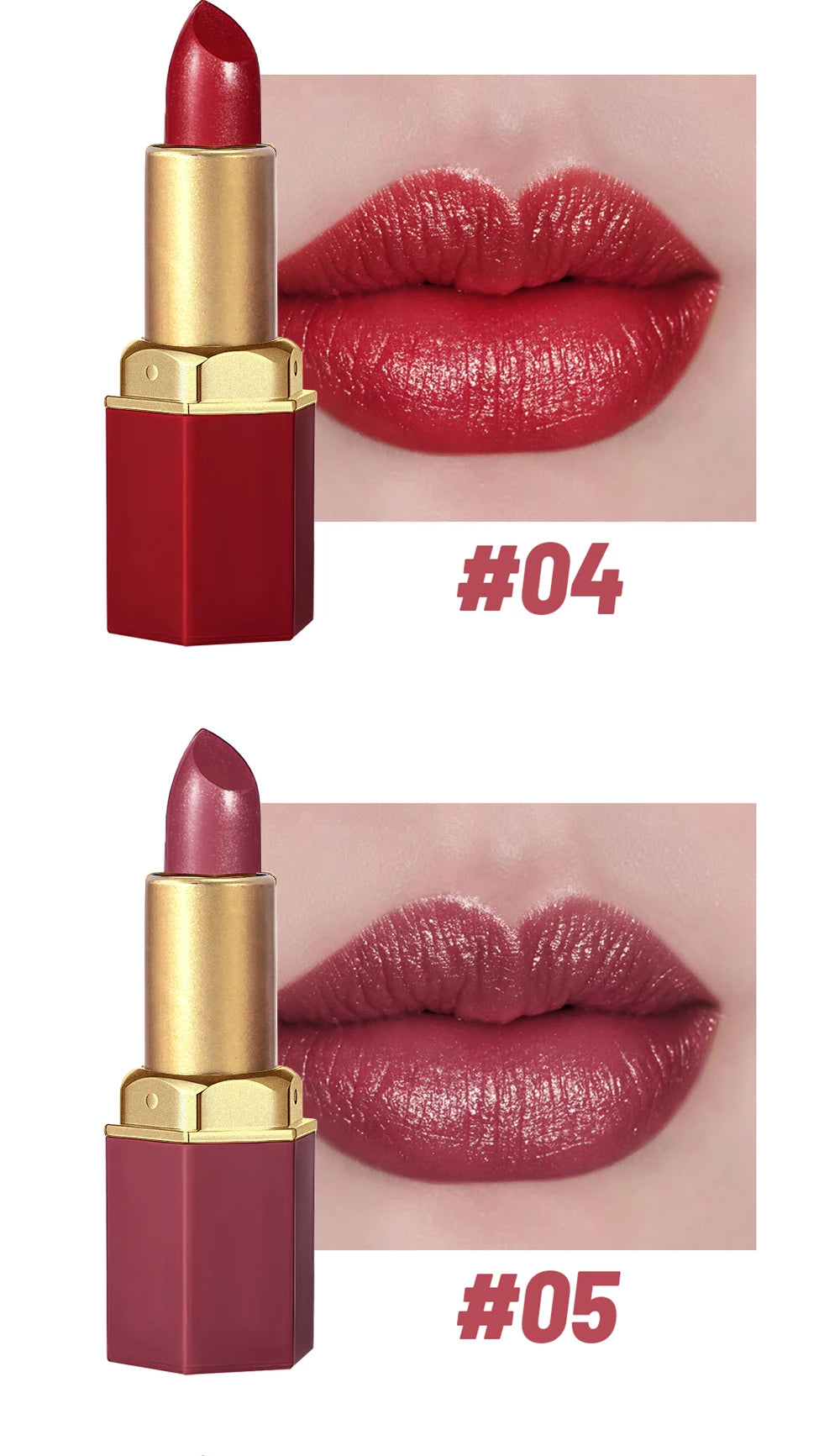 6-Color Gold Tube Matte & Glitter Lipstick Set – BeautyByOla