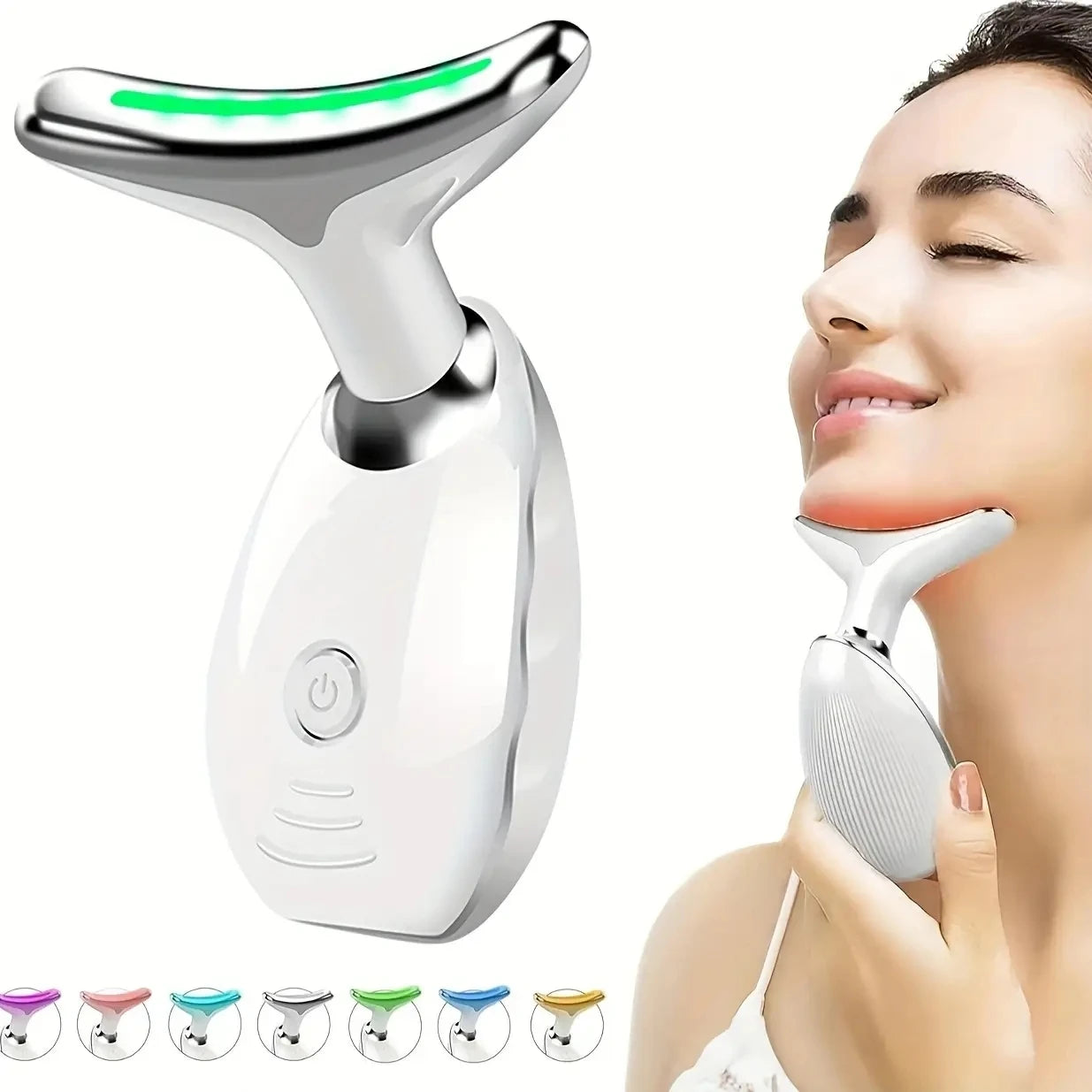7-LED Neck & Face Massager vibrating skin therapy for face massage by BeautyByOla.