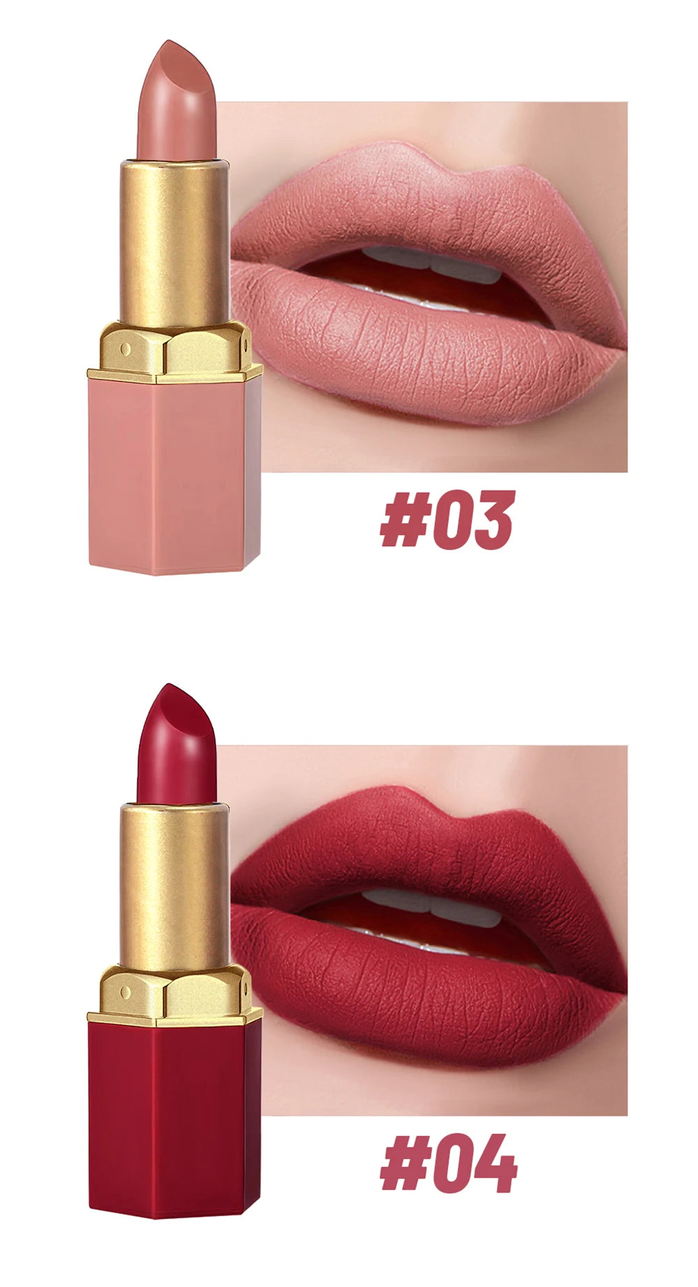 6-Color Gold Tube Matte & Glitter Lipstick Set – BeautyByOla