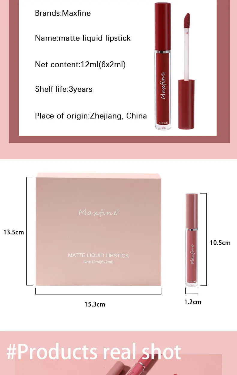 6-Color Matte Lip Gloss Set Long-Lasting Waterproof – BeautyByOla