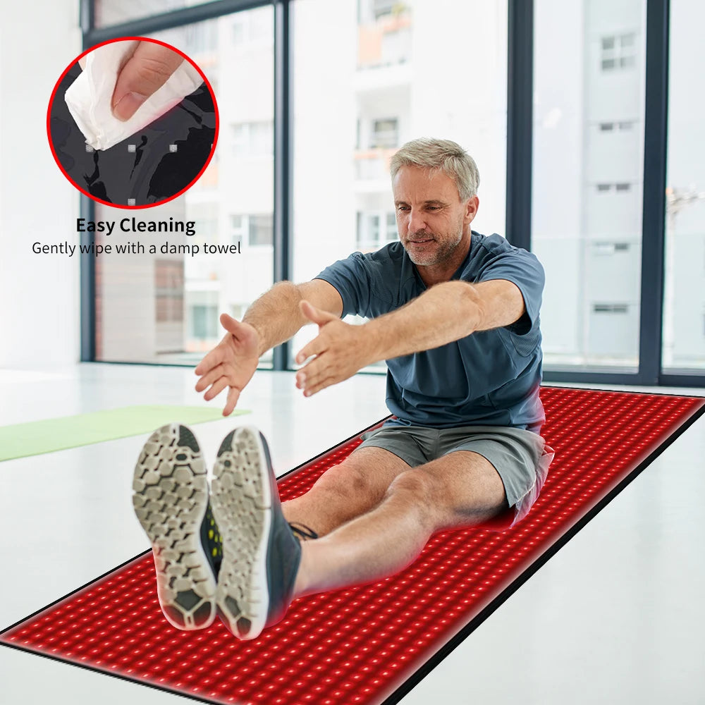 BeautyByOla – Full Body Red Light Mat 71"x31", 1280 LEDs Near-Infrared 660nm & 850nm Pad for Pain Relief