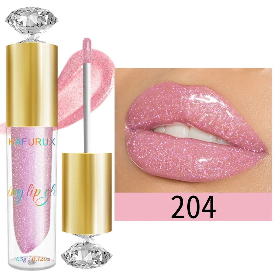 BeautyByOla – 9-Color Moisturizing Diamond Shimmer Lip Gloss, Sparkling Glitter Liquid Lipstick & Pearl Lip Shine