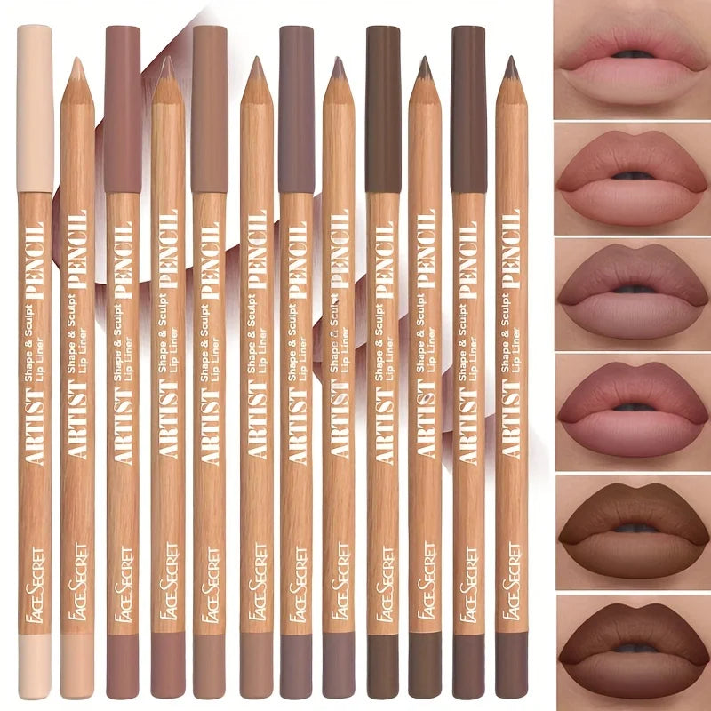 BeautyByOla – 6pcs Velvet Matte Lip Liner Set, Long-Lasting Lip Makeup in Berry, Brown & Pink Shades