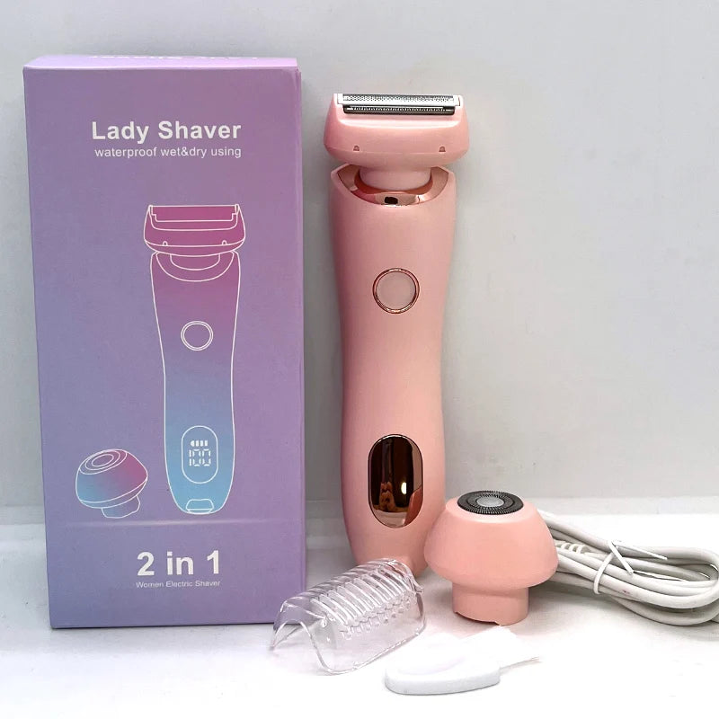 BeautyByOla – Electric Razor 2-in-1 for Women, Bikini & Face Trimmer, Hair Removal for Legs, Underarms & Body, IPX7 Waterproof