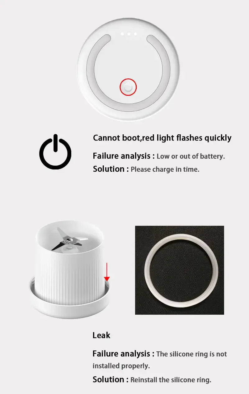 BeautyByOla – Mini Juice Blender, Portable Electric Juicer Bottle, 6 Blades USB Rechargeable Fruit Mixer