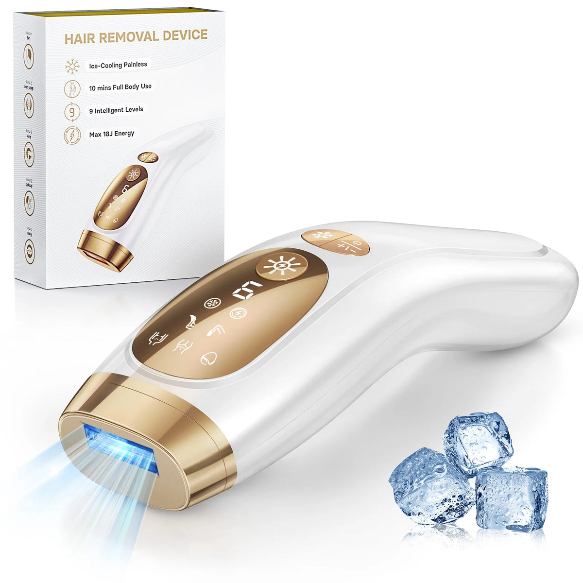 BeautyByOla – IPL Hair Removal Device, Unlimited Flash Ice-Cooling Laser, Painless Full Body Treatment for Women & Men