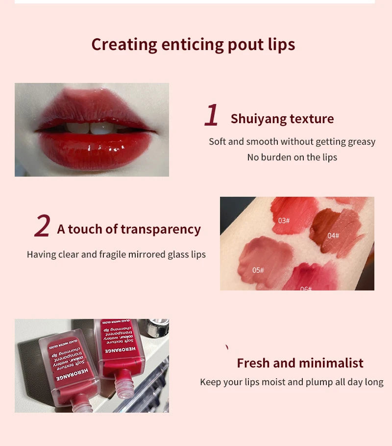HERORANGE Light Glass-Like Lip Lacquer Mirror Shine Long-Lasting – BeautyByOla