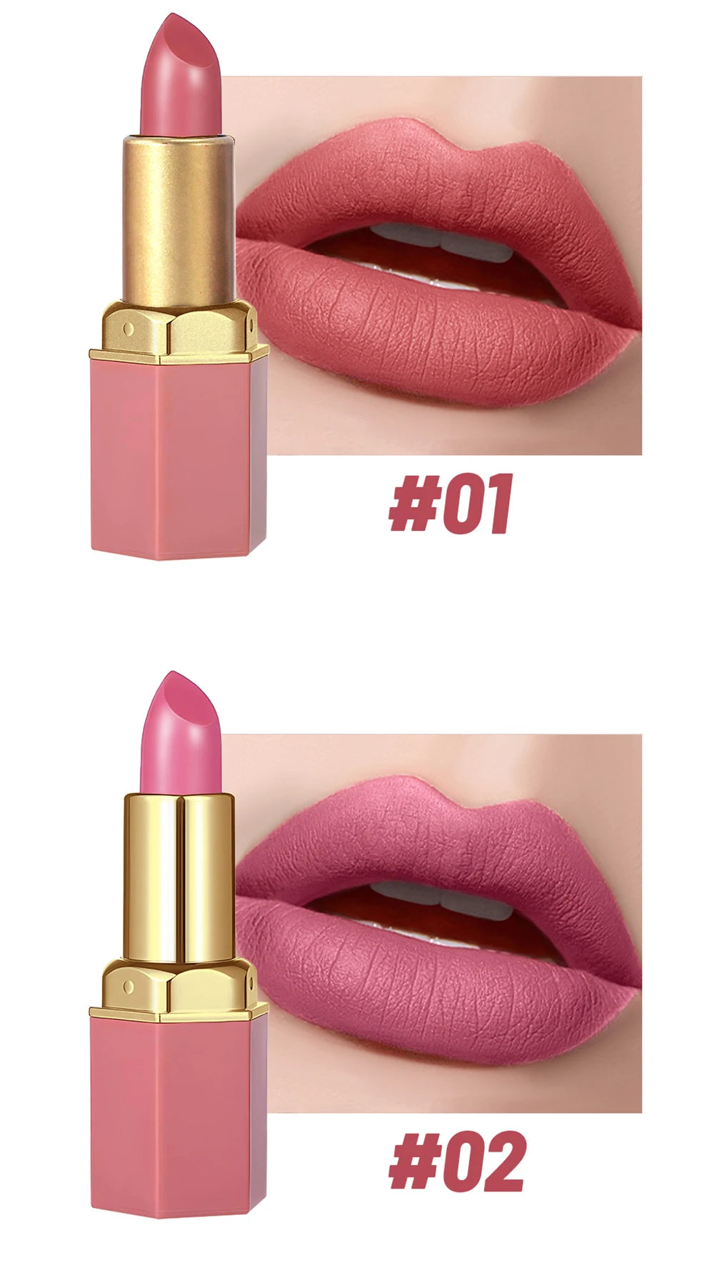 6-Color Gold Tube Matte & Glitter Lipstick Set – BeautyByOla